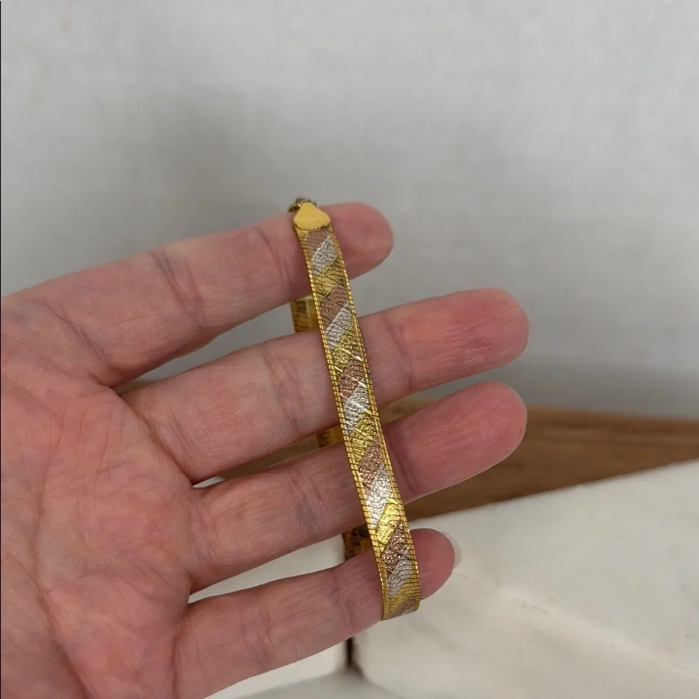 Vintage Italian Estate Gold Tone, Copper Tone and 925 Silver Bracelet lot C51